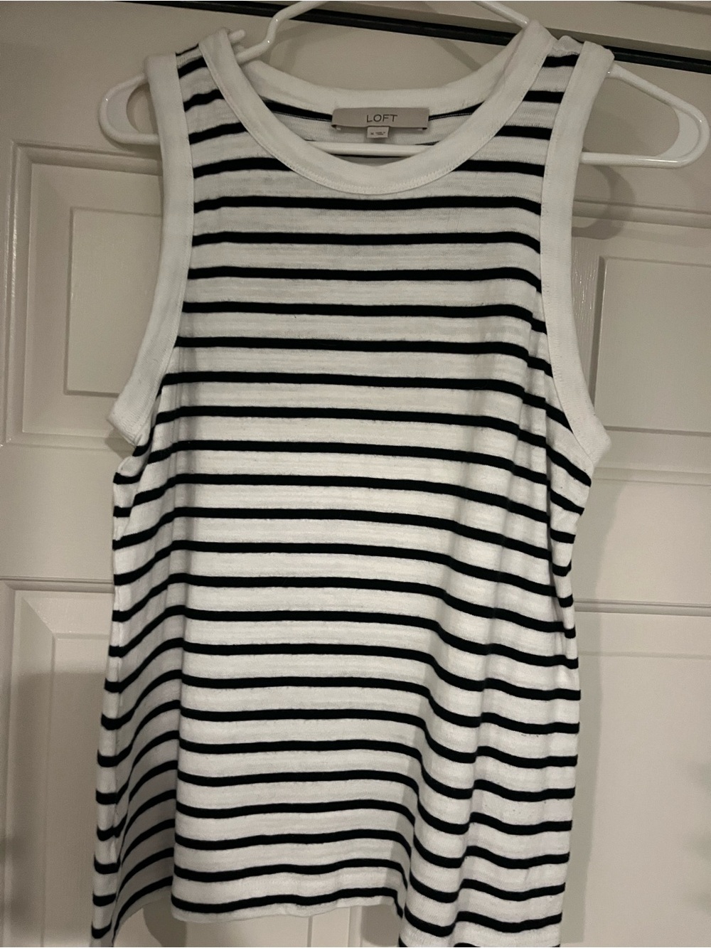 LOFT White & Black Striped Sleeveless Tank